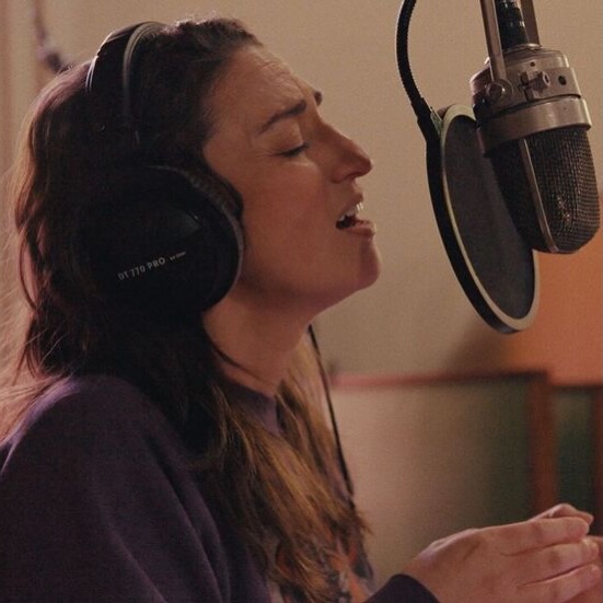 Sara Bareilles recording in the studio